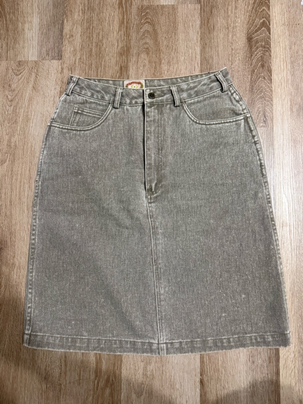 Banana Republic Vintage Safari Women’s Faded Army Green Denim Skirt Size 8 90s